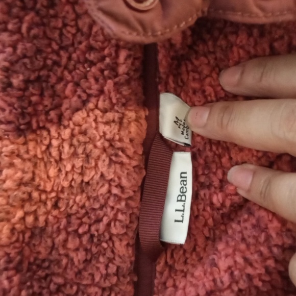 L.L. Bean Rust Pullover Fleece Vintage 4 Snap Button Closure Womens Large - Picture 5 of 6